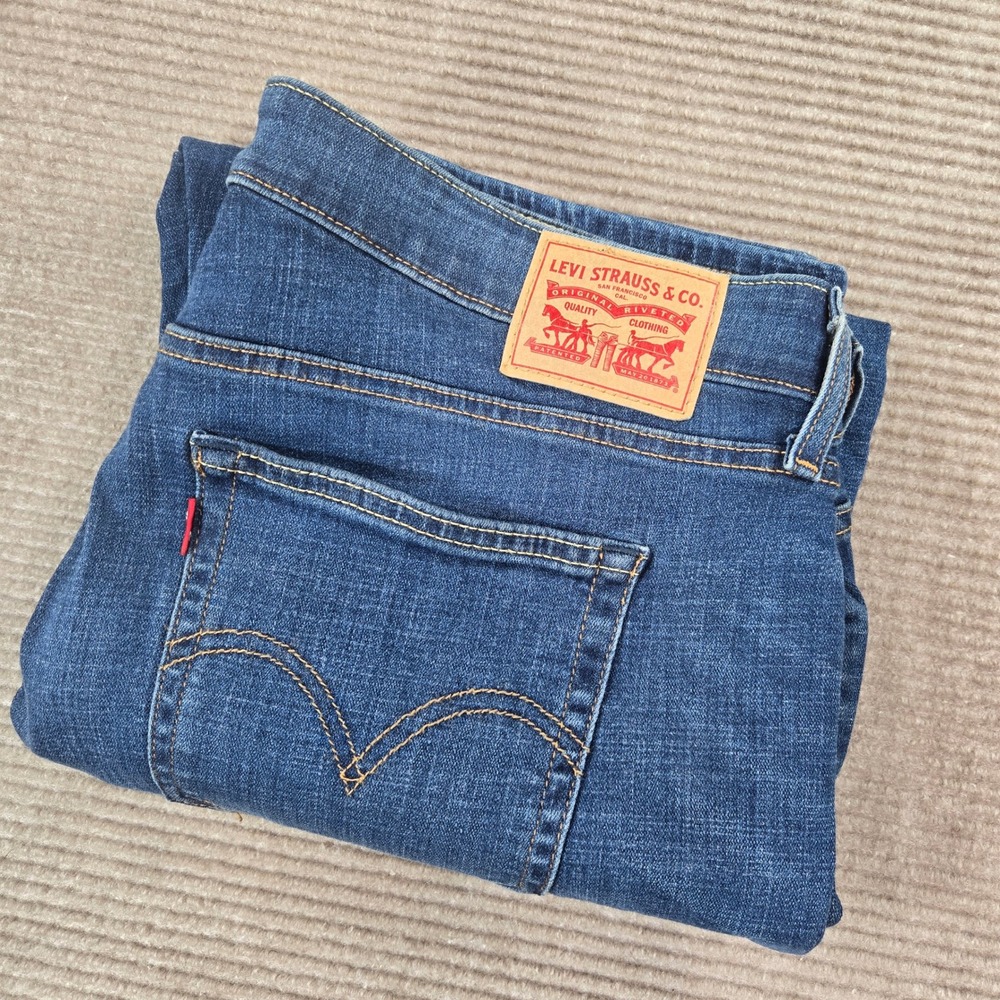 Levis Women 16W Blue Mid Rise Stretch Boyfriend Denim Jeans